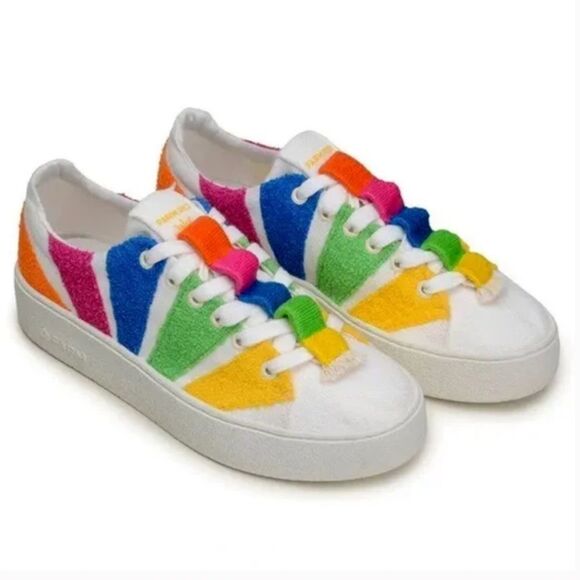Farm Rio womens Rainbow Sneakers size 6 US (36 EU) Vegan Flatform Shoe Brazil - Picture 1 of 15